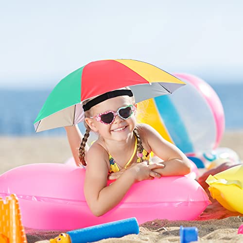 Kids & Adults 4 Pack Hands-Free Rainbow Head Umbrella Hats