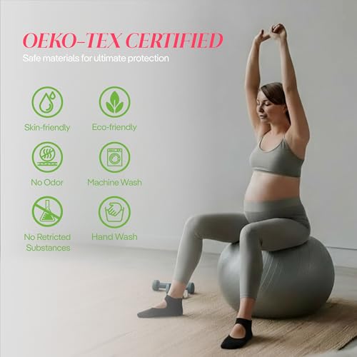 CoolMate A-01b 4 Pairs Open Top Black Non Slip Pilates Socks with Grips