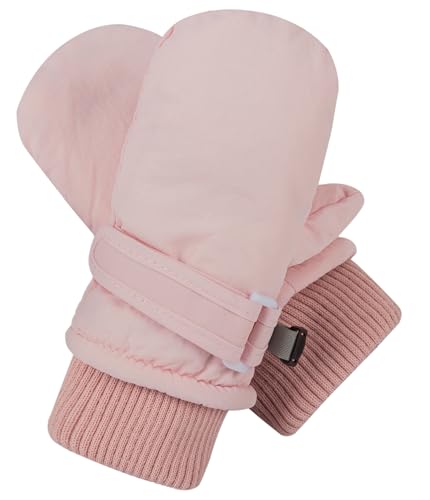 Warm Ski Gloves for Kids - Thickened Cold Weather - Pink, 2-4 Years