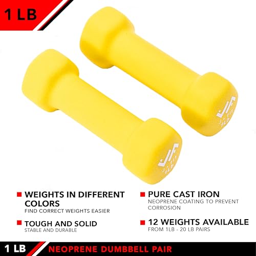 1 lb Neoprene Dumbbell Pair - Hand Weights for Home Gym