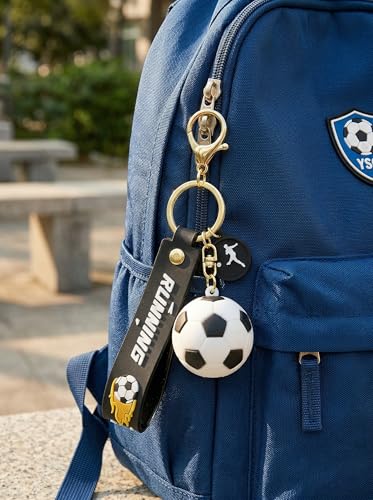 Soccer Keychain Gift Set - 2pcs with 3D Ball & Player Charms