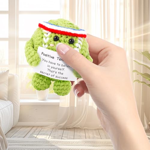 Cute Crochet Positive Tennis Ball with Inspirational Card