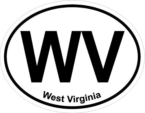 West Virginia State Oval Bumper Sticker - 3.5 x 4.5 Inch Vinyl Decal
