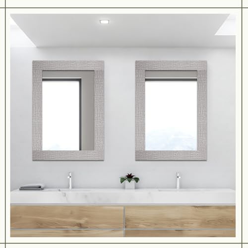 15M Gray Linen Border Wall Decor Peel & Stick Removable PVC Waterproof Bathroom Mirror Frame Border Kitchen Sticker Trim 49 ft x 4"