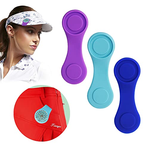 Myartte Silicone Golf Ball Marker Hat Clip - Strong Magnetic Closure, Pack of 3, 4, or 7 - Pink, Blue, Green