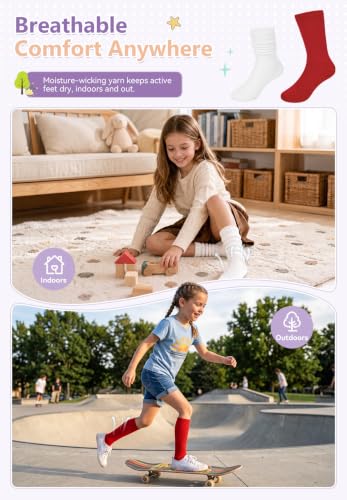 Slouch Knee High Socks for Girls - 2 Pairs, Navy Blue, 5-7 Years