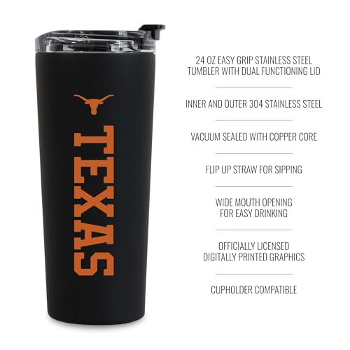 Rico NCAA Texas Longhorns 24oz Stainless Steel Tumbler with Lid & Straw