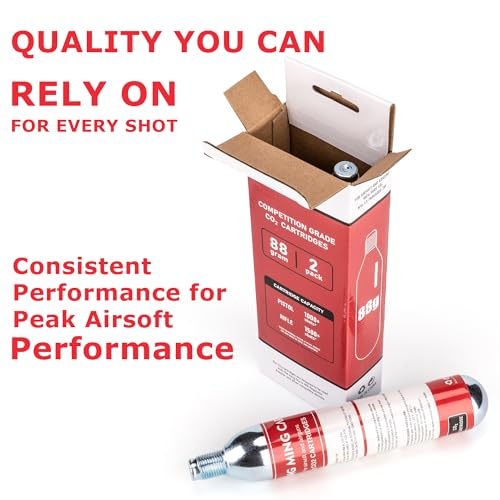 88g CO2 Cartridges - M16 x 1.5 Threaded - 2 Pack for Airsoft, Paintball, & BB Guns
