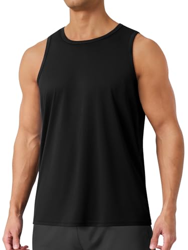 Men's Quick-Dry Black Tank Top - X-Large Sleeveless Workout Shirt