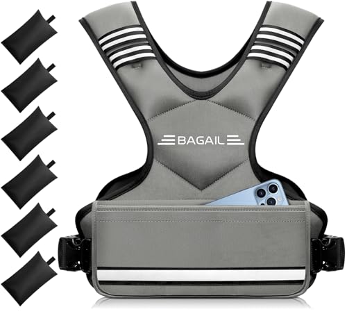 BAGAIL Grey Adjustable Weighted Vest 12-18 lb for Women, Reflective & Removable Weights