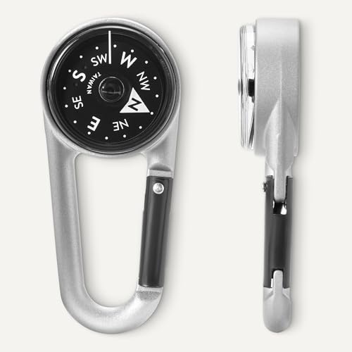 2-in-1 Keychain Compass with Carabiner Clip for Hiking & Camping