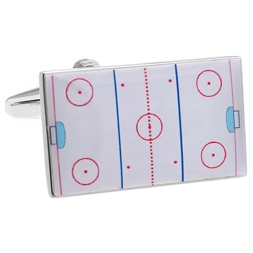 Ice Hockey Cufflinks - White Brass with Bullet Back Closure