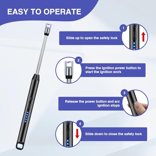 Electric Candle Lighter with 360° Flexible Neck - Black - 2 PCS