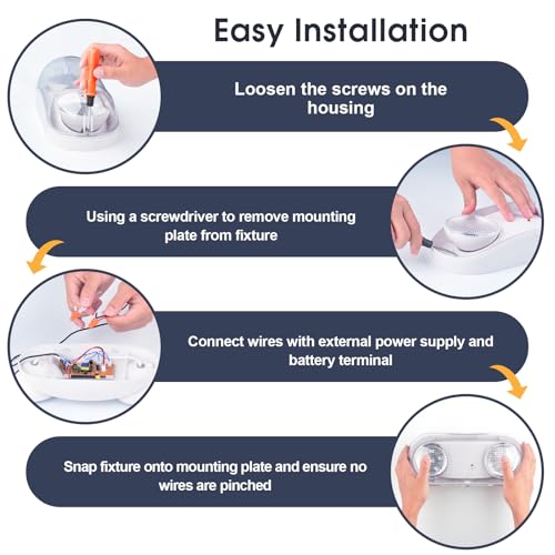 Wet Location Rated Outdoor Emergency Light,Waterproof Exterior Led Emergency Lights with Battery Backup,Adjustable Heads,Commercial Hardwired Emergency Lighting,UL Listed,120-347V(1 Pack)