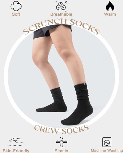 Womens Scrunch Slouch Socks - Long Boot Socks, Black, Grey, White, Light Beige