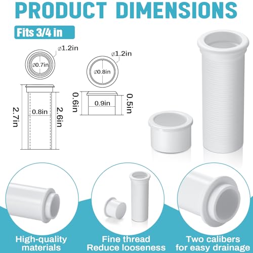 Yaocom 2Pcs Adjustable Splashwell Drain Pipe 3/4-Inch or 1-1/4 Inch Boat Livewell Overflow Drain