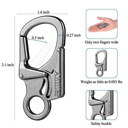 Ahiller Dual Lock Carabiner Clip, Zinc Alloy Keychain for Outdoor