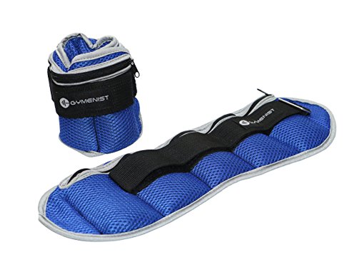GYMENIST 8-LB Adjustable Ankle & Wrist Weights Set for Exercise - Blue, 4-LB Each