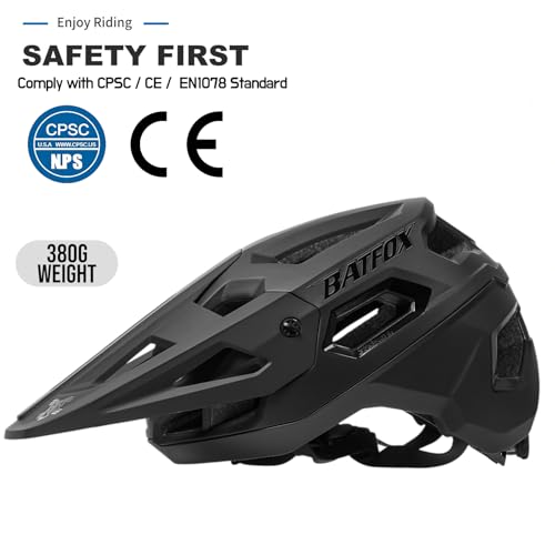 BATFOX Matte Black Bicycle Helmet for Adults & Youth, Size L (55-59cm)