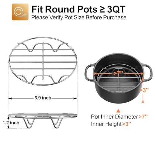 7-Inch Stainless Steel Steamer Rack for Instant Pot & Air Fryer