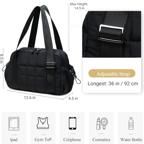 Mini Gym Bag for Women - Quilted Sports Duffel with Wet Compartment