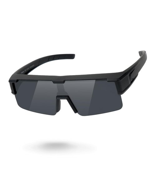 Meeloog Polarized Fit Over Glasses Sunglasses for Men Women, UV Protection Sports Wrap Around for Driving Cycling Fishing (P1 Black Frame/Dark Grey Lens)