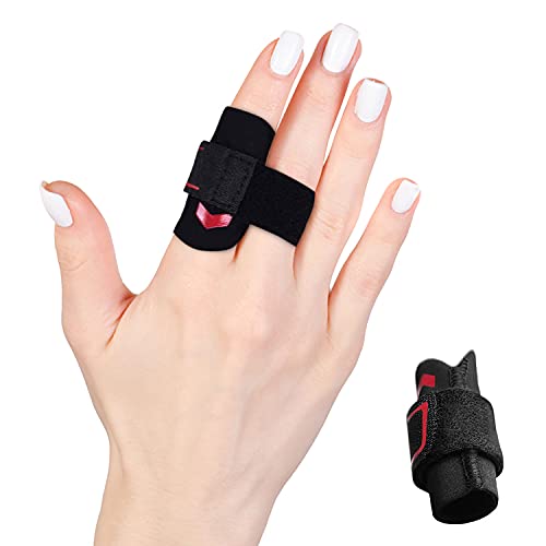 Adjustable Neoprene Finger Splints - Red & Black Finger Brace for Pain Relief