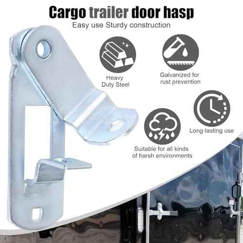 Enclosed Cargo Trailer Door Latch, Trailer Door & Ramp Locking Hasp, Cam Lock Latch Keeper with Screws and Nuts, Cam Bar Lock Assembly for Side and Tailgate Door Enclosed Trailer - 2 Pack