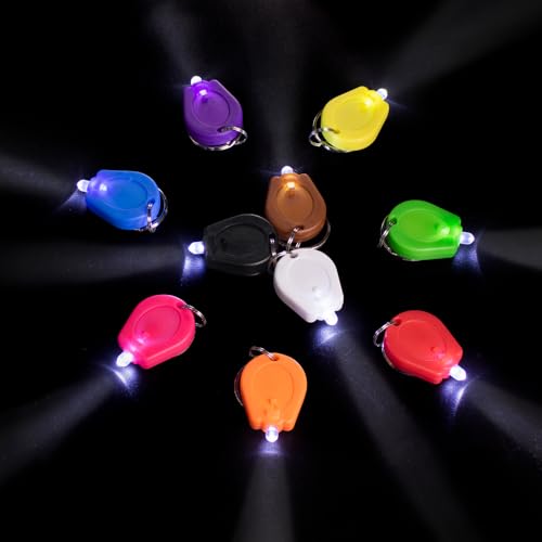 10 Pack Mini LED Keychain Flashlight - Multicolor Portable Light