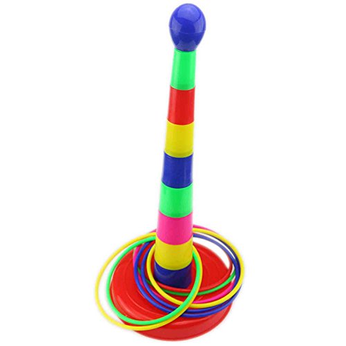 18" Colorful Plastic Ring Toss Game Set for Kids - Portable & Easy Setup