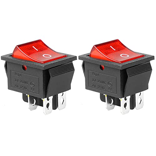DC 12V-24V 30A Toggle Switch with Red LED Light - 2Pcs