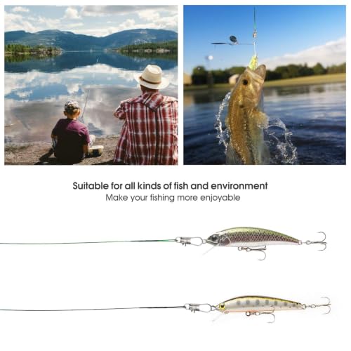 Stainless Steel Fishing Wire Leaders with Swivels - 6in 31LB 20pcs