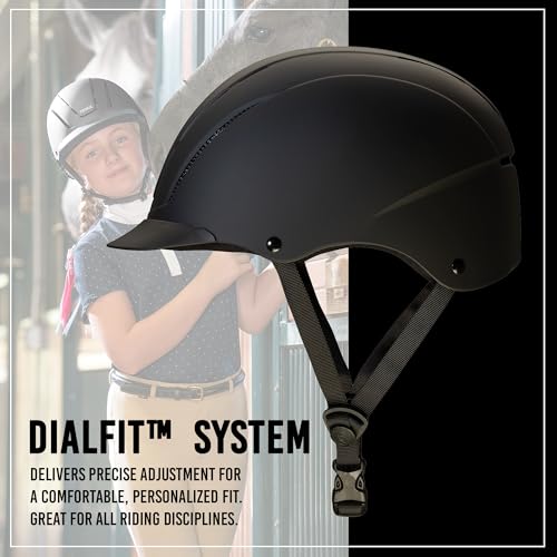Full Coverage Horse Riding Helmet - Adjustable Fit, Black Duratec Medium