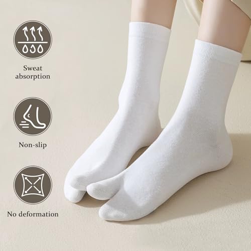 Cotton Women's Tabi Socks - Flip-Flop Split Toe - White