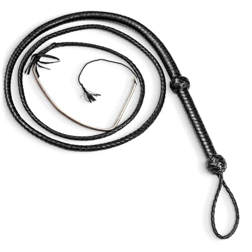 LB'S WHIP 6ft Cowhide Leather Bullwhip for Equestrian Sound Practice & Costume