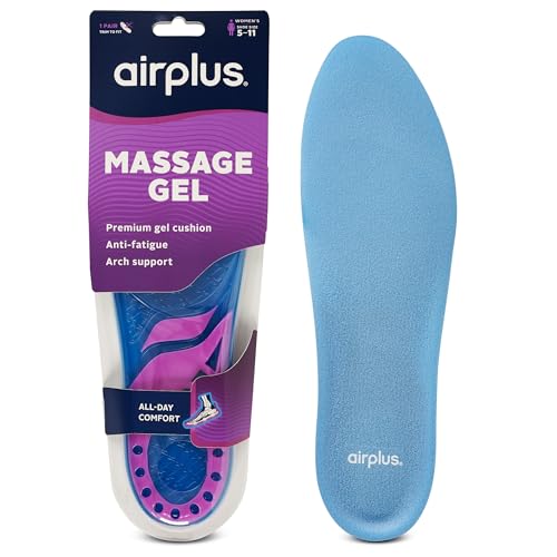 Super Gel Cushion Insoles for Women - Shock Absorbing Full-Length Footbed 5-11
