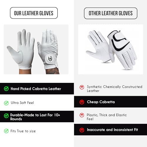 Men's Golf Gloves - Premium Cabretta Leather for Left Hand - Medium
