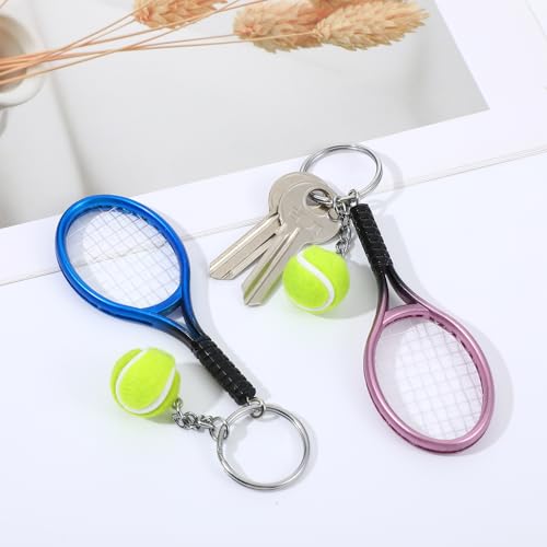 Mini Tennis Racket Keychain Set - Blue & Purple Accessories