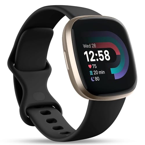 Soft Silicone Sport Bands for Fitbit Versa 4/Sense 2 - Black, Large 7.1"-8.7"
