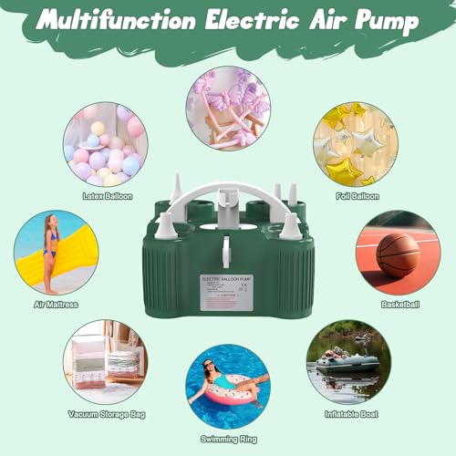 Green Electric Balloon Pump Inflator for Balloons & Inflatables - Fast & Multi-Use