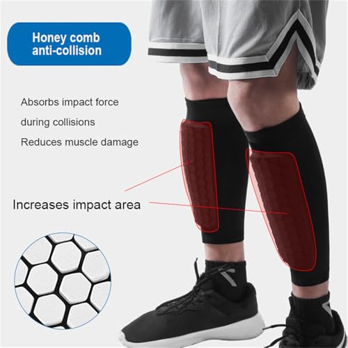 LAZGET Kids Soccer Shin Guards Socks with Honeycomb Gel Pads - Black S (Age 6-10)