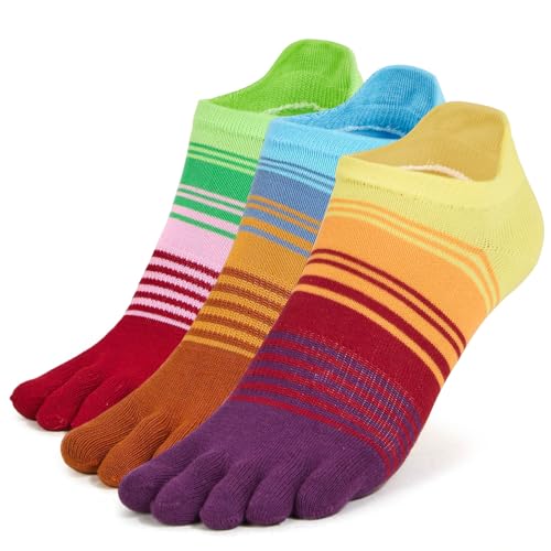 HiMagics Complementary Color 5-Toe Socks Medium Fade Upward Unisex Low Cut Breathable Moisture-Wicking Socks