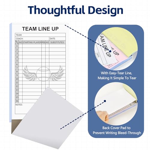 120-Count Baseball Lineup Card Book - 4-Part Carbonless, 16 Players