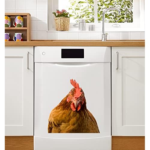 Chicken Brown Hen Looking at You Wall Decal - Peel and Stick Decoration for Room, Bedroom, Window, Store Showcase, Classroom, Car - Cute Chicken Head Sticker