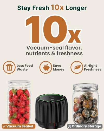 Bunyta 2026 Upgraded Electric Mason Jar Vacuum Sealer Kit - Black