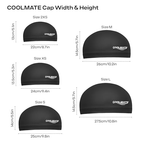 Fabric Swim Cap - Lightweight, Comfortable Fit - Black, Medium