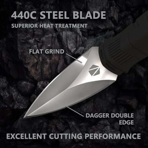 Mini EDC Fixed Blade Neck Knife - 6 Inch 440C Steel - Black