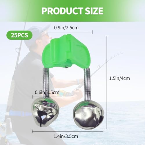 Fishing Bells for Rods - Extra Loud Dual Alert Clip - 25PCS