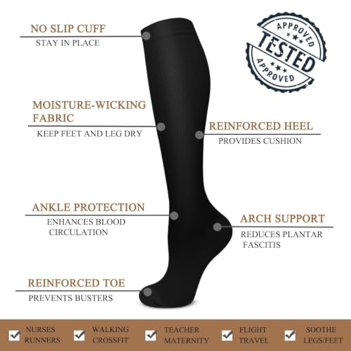 ACTINPUT Copper Compression Socks for Men & Women, 4 Pairs XX-Large / A2-00 Black