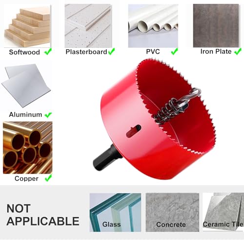 4 Inch Hole Saw with Arbor HSS Hole Saw with Mandrels M42 Bi-Metal Hole Cutter, Drilling Soft Wood, Plywood, Drywall, PVC